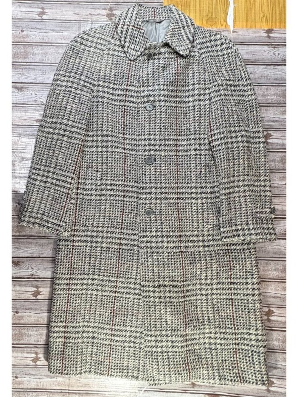 Canali Milano Pure new Wool tweed Trench Over Coat size 46 Made in Italy vintage